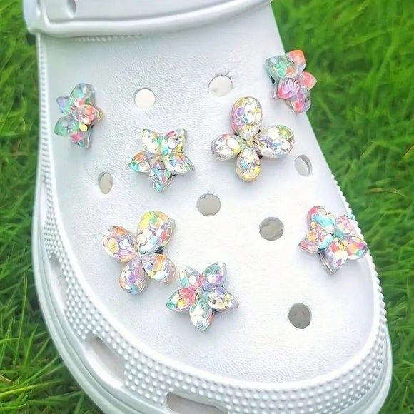 *NEW-14-pcs* Faceted Shiny Bling Flower Floral Shoe Charms for Your Crocs - Picture 3 of 5